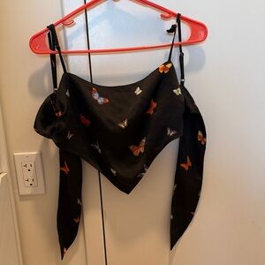 Forever 21 Black and Orange Scarf Top